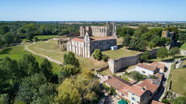 Vue aérienne Abbaye de Maillezais