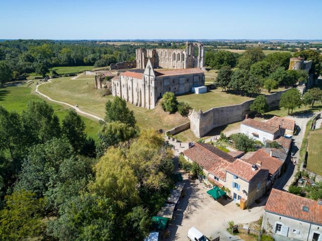 Vue aérienne Abbaye de Maillezais